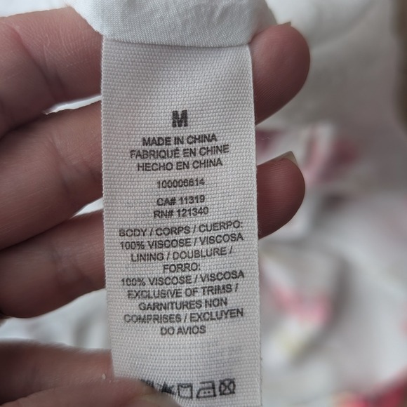 Garage White Pink Floral Mini Dress Smocked Back Cutout Sundress Medium - Picture 7 of 9